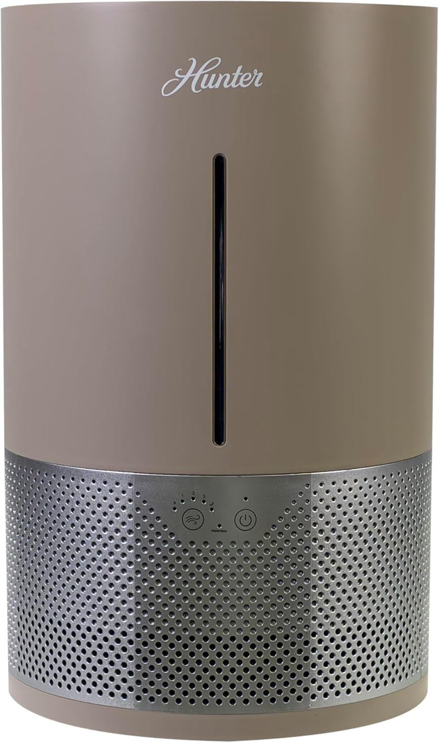 HHE150 Hunter Aspire 4.8L Evaporative Humidifier with PermaWick Filter (4.8L) - Remove Contaminants & White Dust for Clean Mist & Air – Medium Humidifier for Home, Bedroom, or Dorm - Taupe