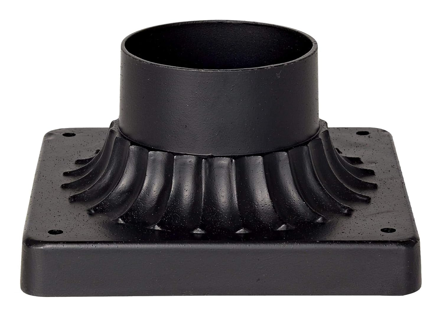 John Timberland Rustic Industrial Outdoor Post Light Mount Adapter Texturized Black Aluminum Fluted Base 5 3/4" for Exterior Barn Deck House Pantio