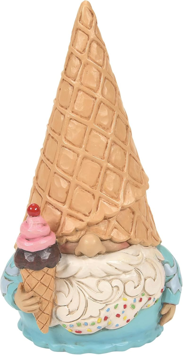 Enesco Jim Shore Heartwood Creek Ice Cream Soft Serve Gnome Figurine- Stone Resin Hand Painted Crafted Collectible Decorative Gnomes Figurines Home Decor Statue, 6.3 Inch