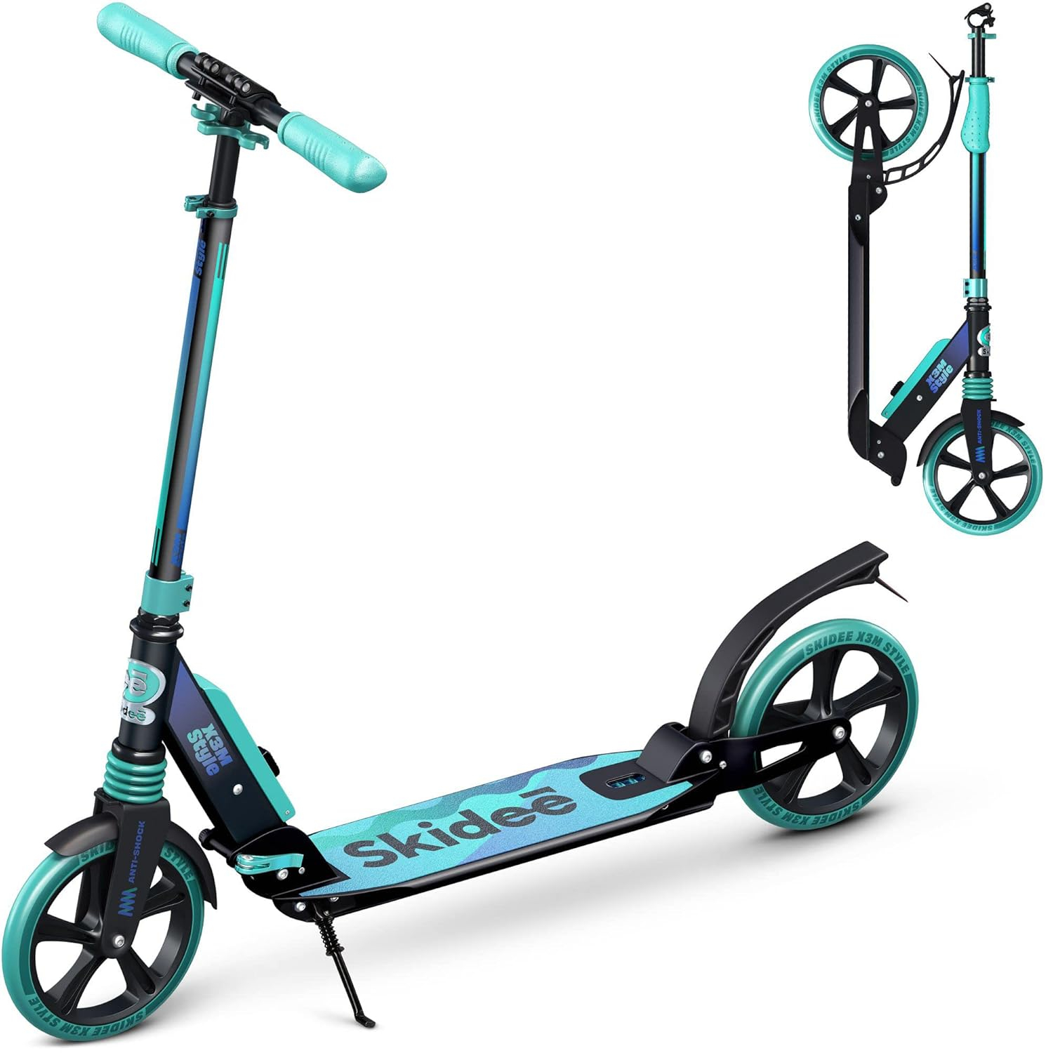 Skidee Scooter for Kids, Teens, Adults, 4 Adjustment Levels, Handlebar Up to 41 Inches, Red