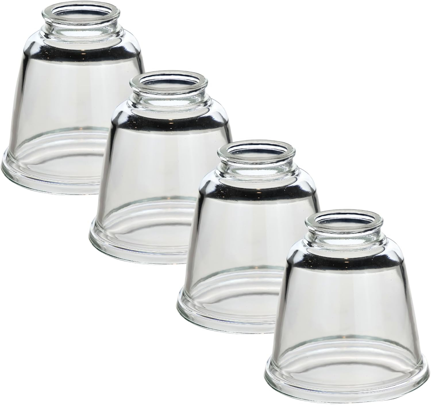 LIGHTACCENT Clear Glass Ceiling Fan Light Covers, Glass Lamp Shade Replacement for Ceiling Fans with Lights, Ceiling Fan Globe Replacement, Fan Light Cover, Black Light, 4-Pack Set of 4