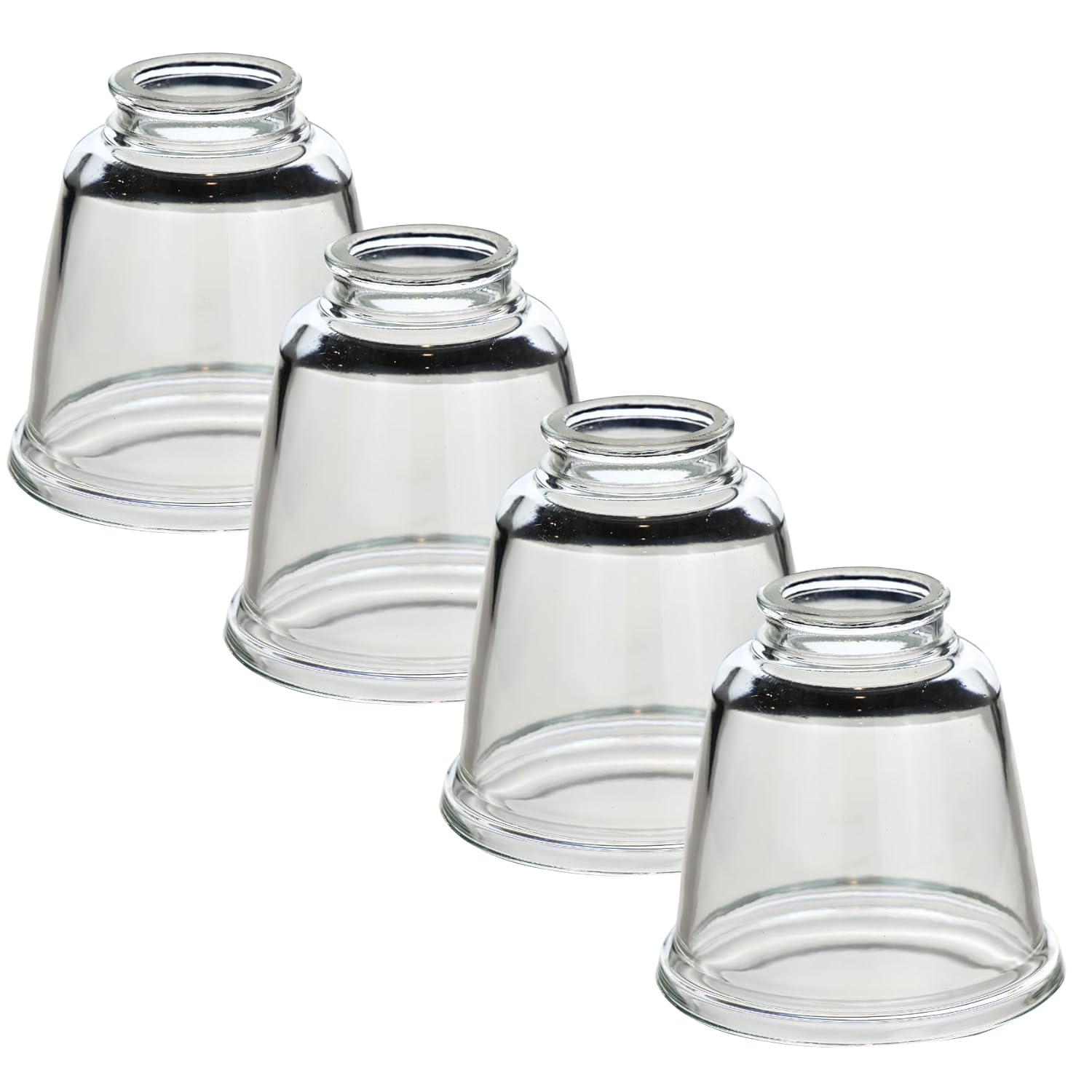 LIGHTACCENTS Clear Glass Ceiling Fan Light Covers – Replacement Lamp Shades for Ceiling Fixtures – Fan Light Globes for LED or Incandescent Bulbs – 4-Pack Clear Dome Set