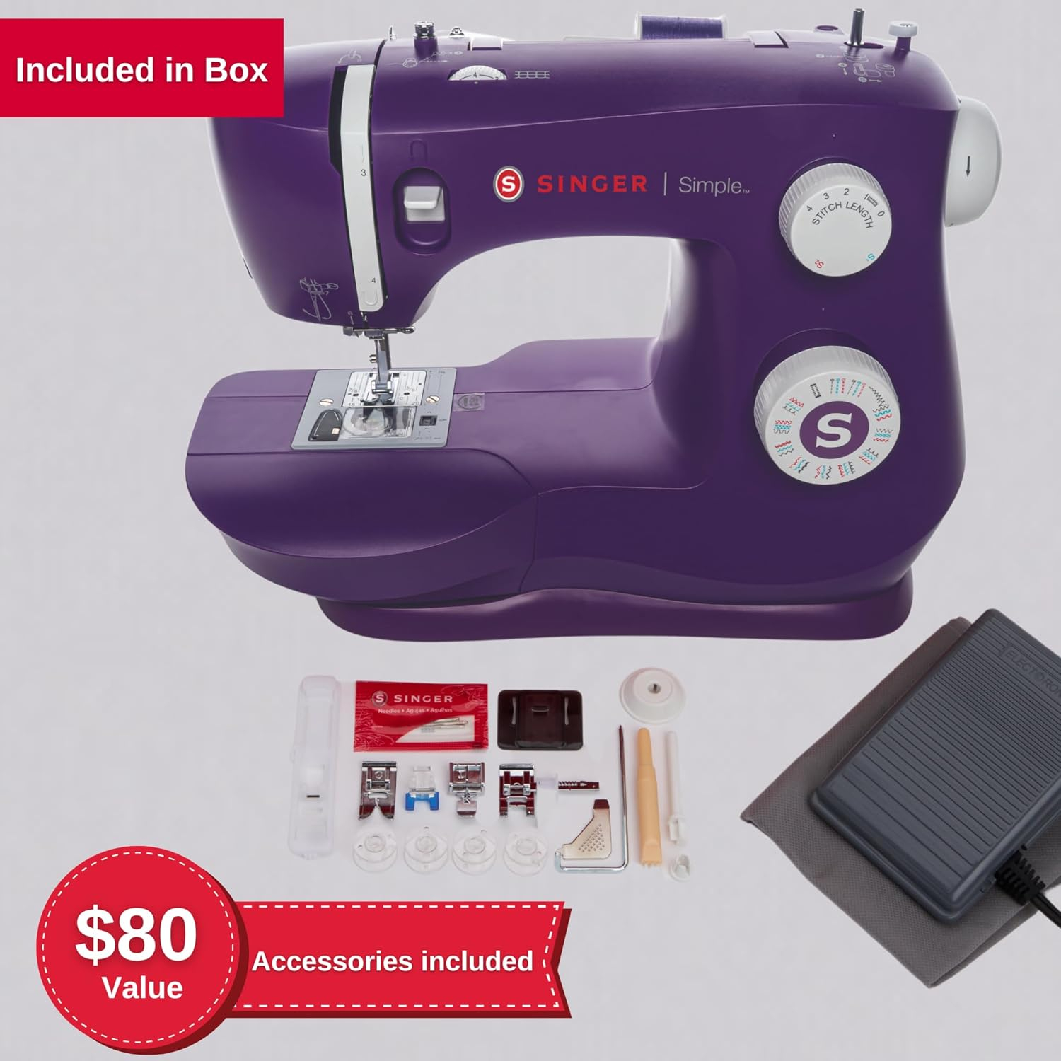 SINGER® Simple™ 3337 Mechanical Sewing Machine, Purple