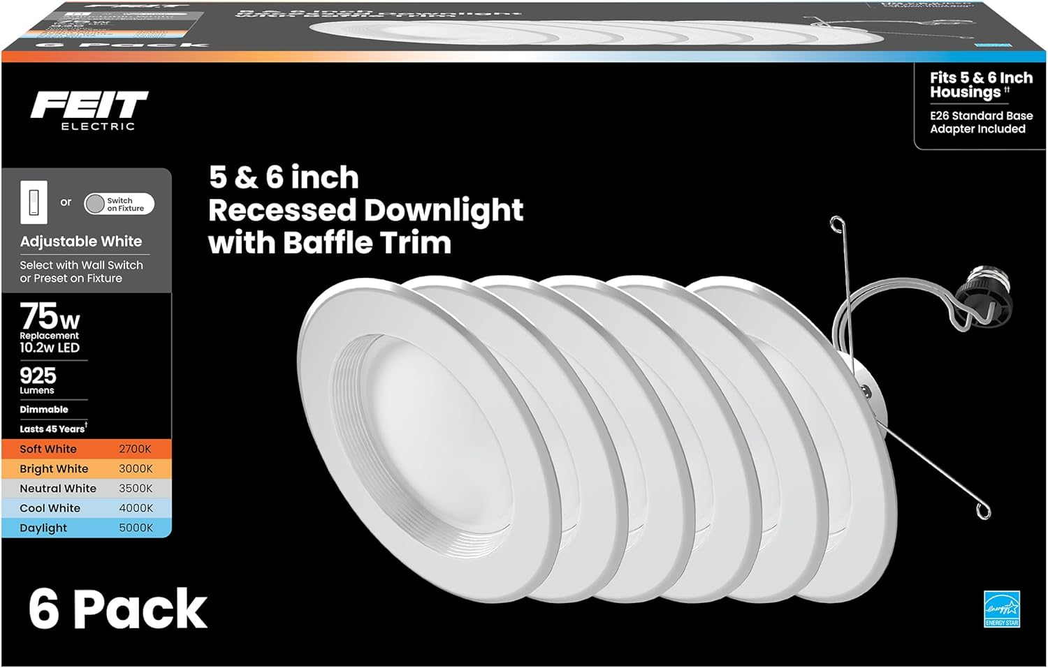 Feit 3019406 0.83 in. 75W LED Recessed Downlight, White