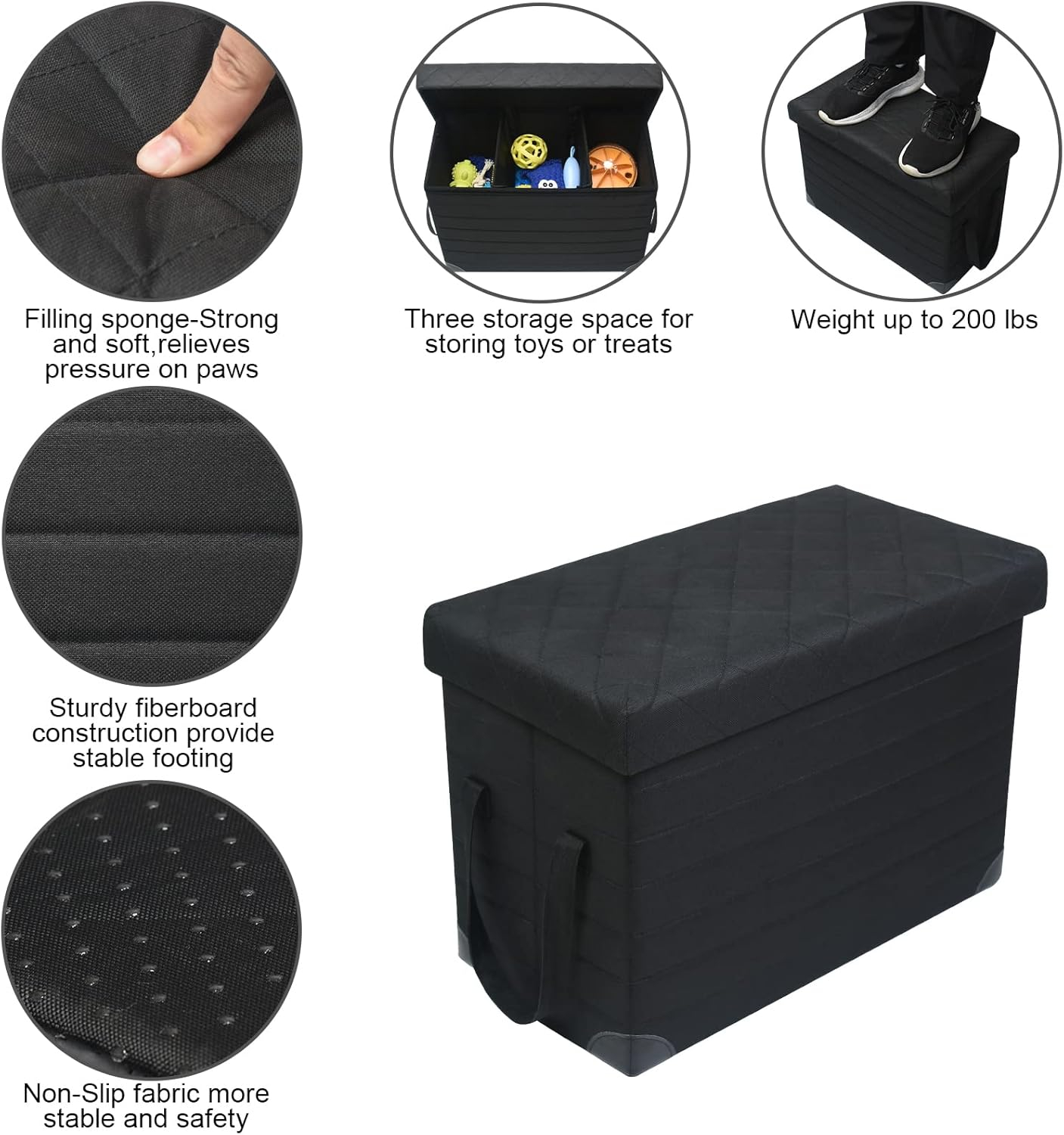 Large Black Rolling Dog Car Seat Extender with Storage