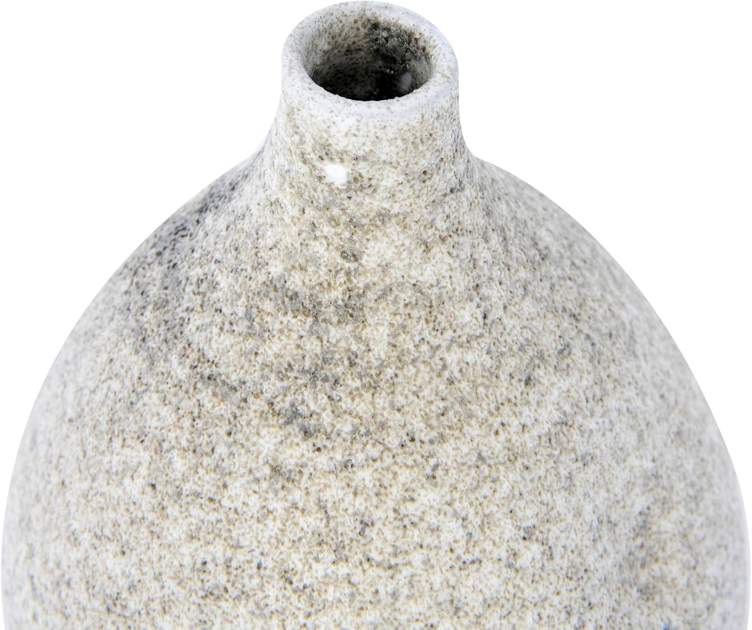 Creative Co-Op Small Round Terra-cotta Vase with Narrow Top and Distressed Glaze, Cream