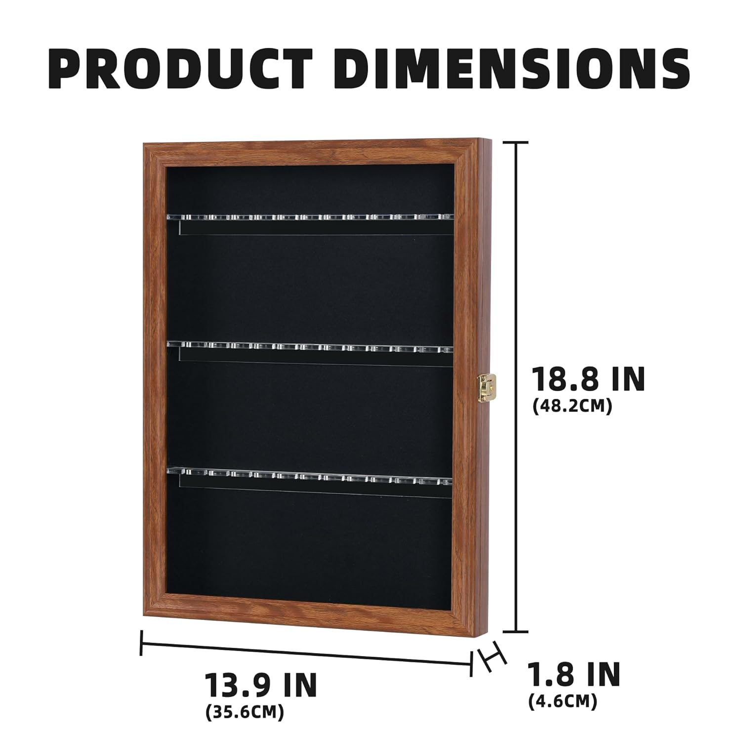Walnut Finish Solid Wood Spoon Display Case with Glass Door