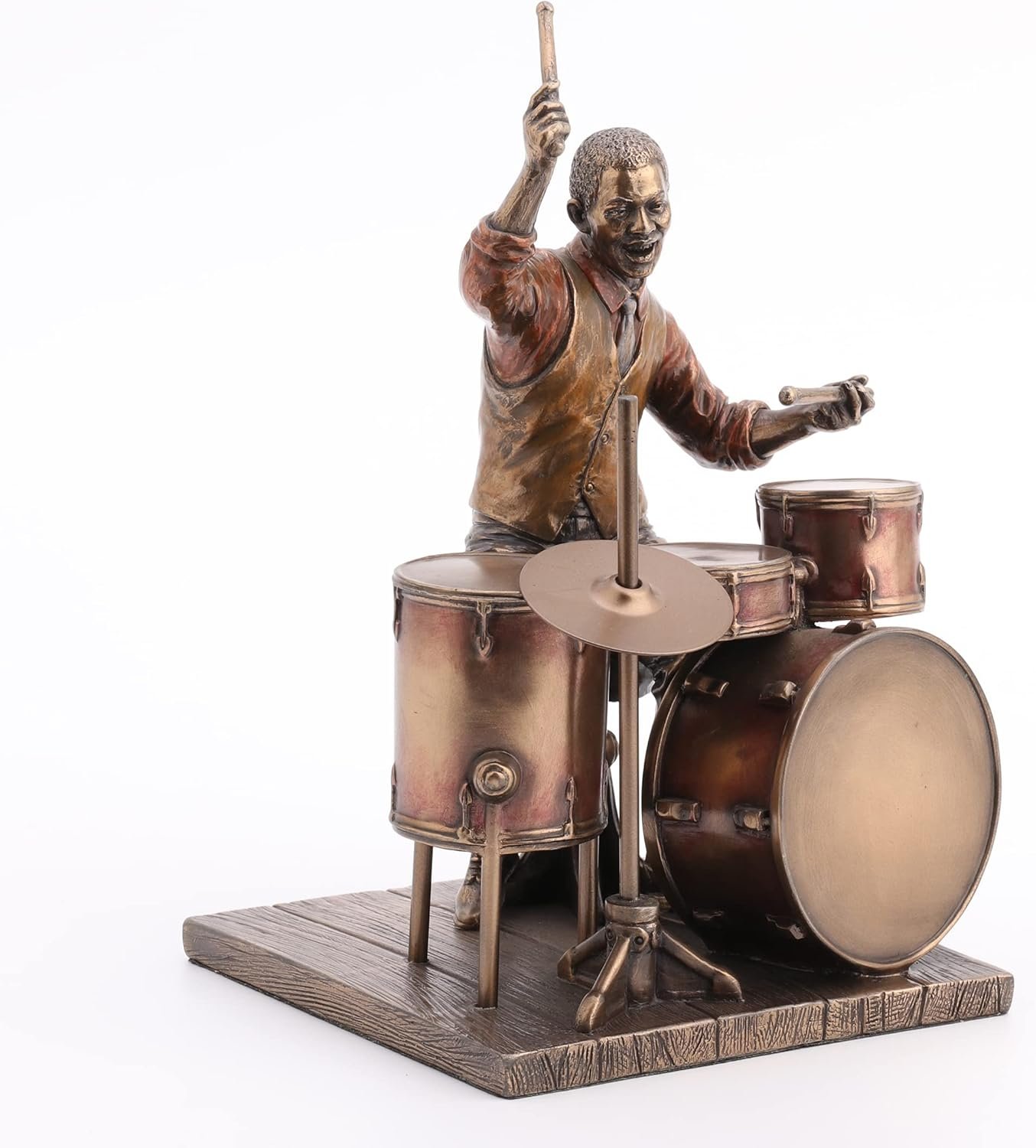 Veronese Design 8.1 Inch African American Male Jazz Band Drummer Bronze Finish Statue