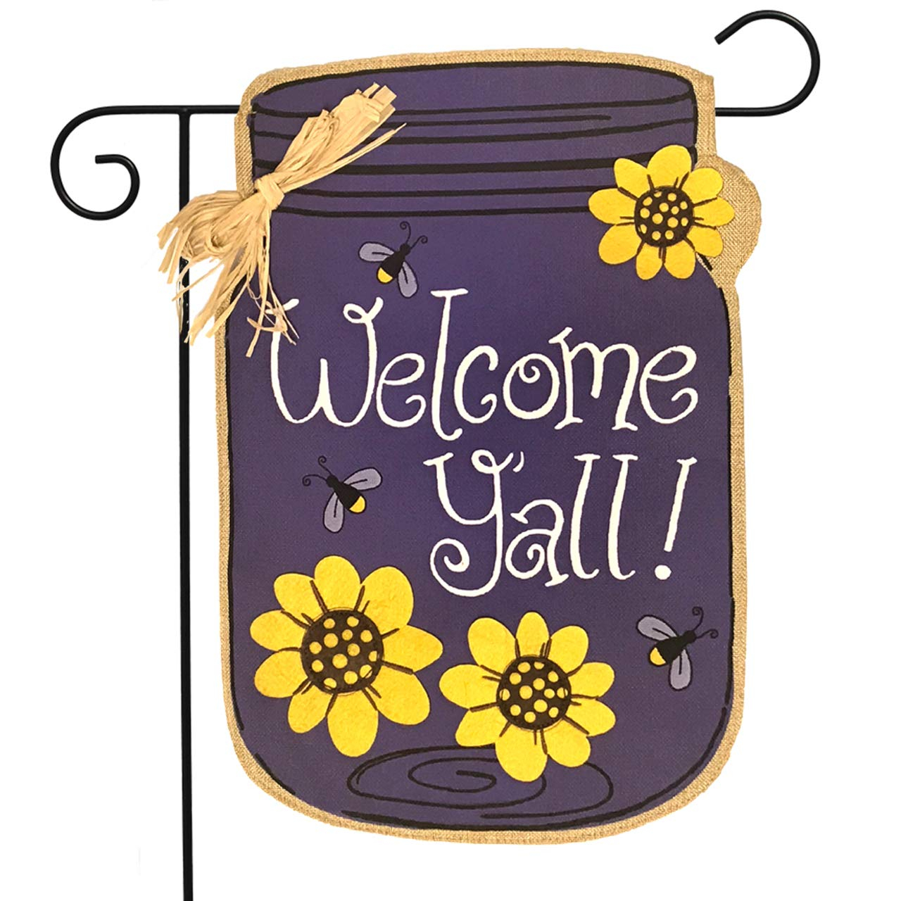 Briarwood Lane Welcome Y'all Jar Burlap Spring Garden Flag