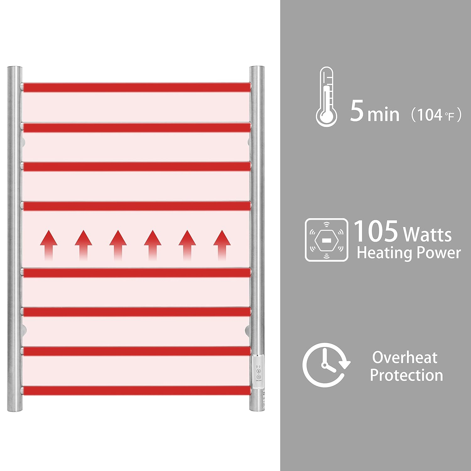 Brushed Nickel Wall Mounted Stainless Steel Electric Towel Warmer