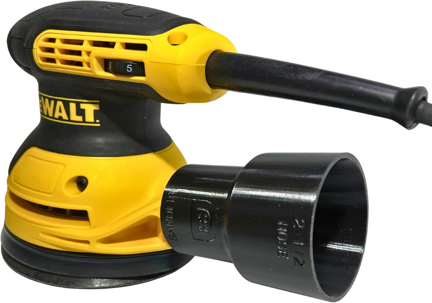 Vacuum Adapter for Dewalt or Craftsman Sanders - Dust Collection - Galactic Gadgets 1-1/4in - Black