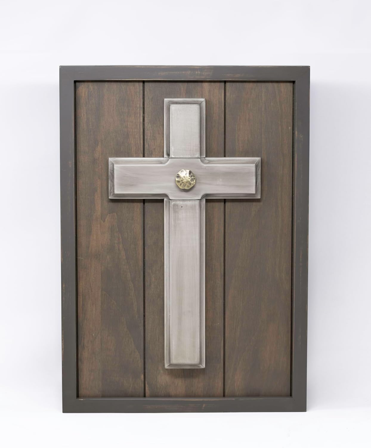 The Unity Cross Gray Wash Religious Wedding Wood Wall Sconce Candle Holder