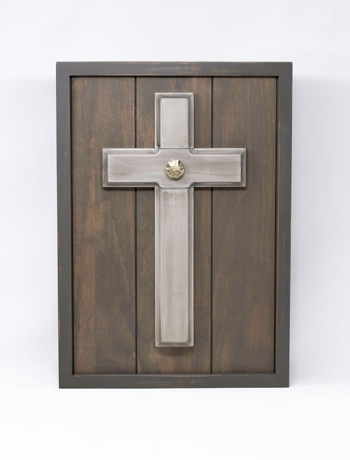 The Unity Cross Gray Wash Religious Wedding Wood Wall Sconce Candle Holder