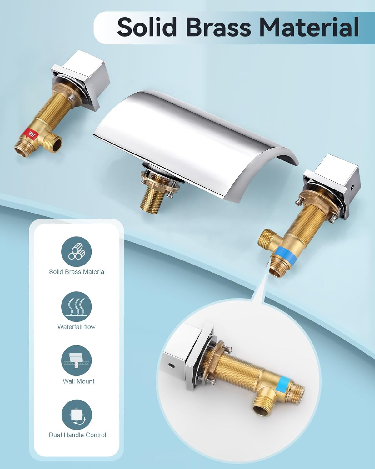 Chrome Double Handle Deck Mounted Roman Tub Faucet in Brass