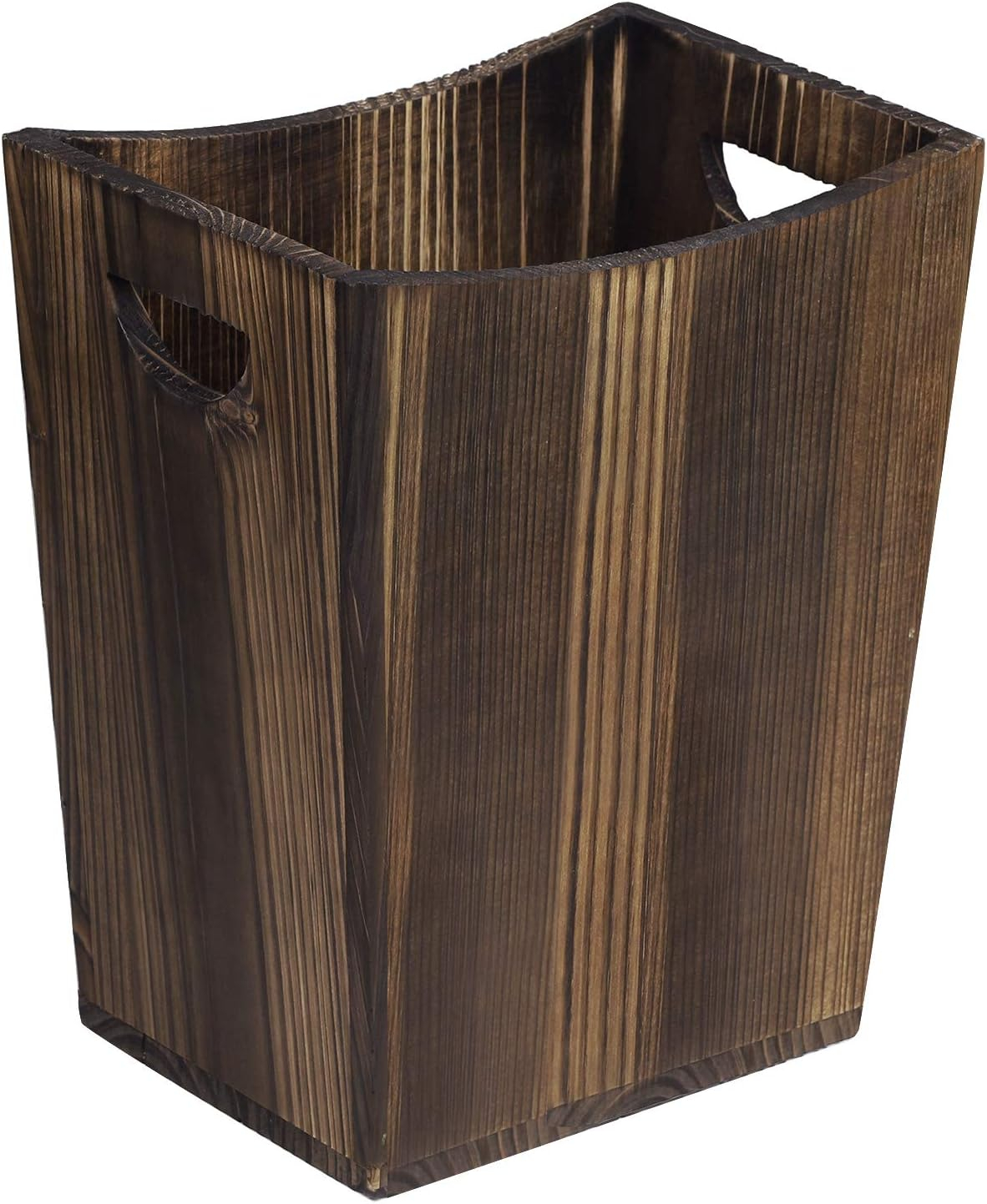 LIANTRAL Wood Trash Can, Waste Basket for Bathroom Office Trash Can Rustic Farmhouse Style Wastebasket Bin Small Wastebaskets for Bathroom, Office, Bedroom, Living Room, Brown