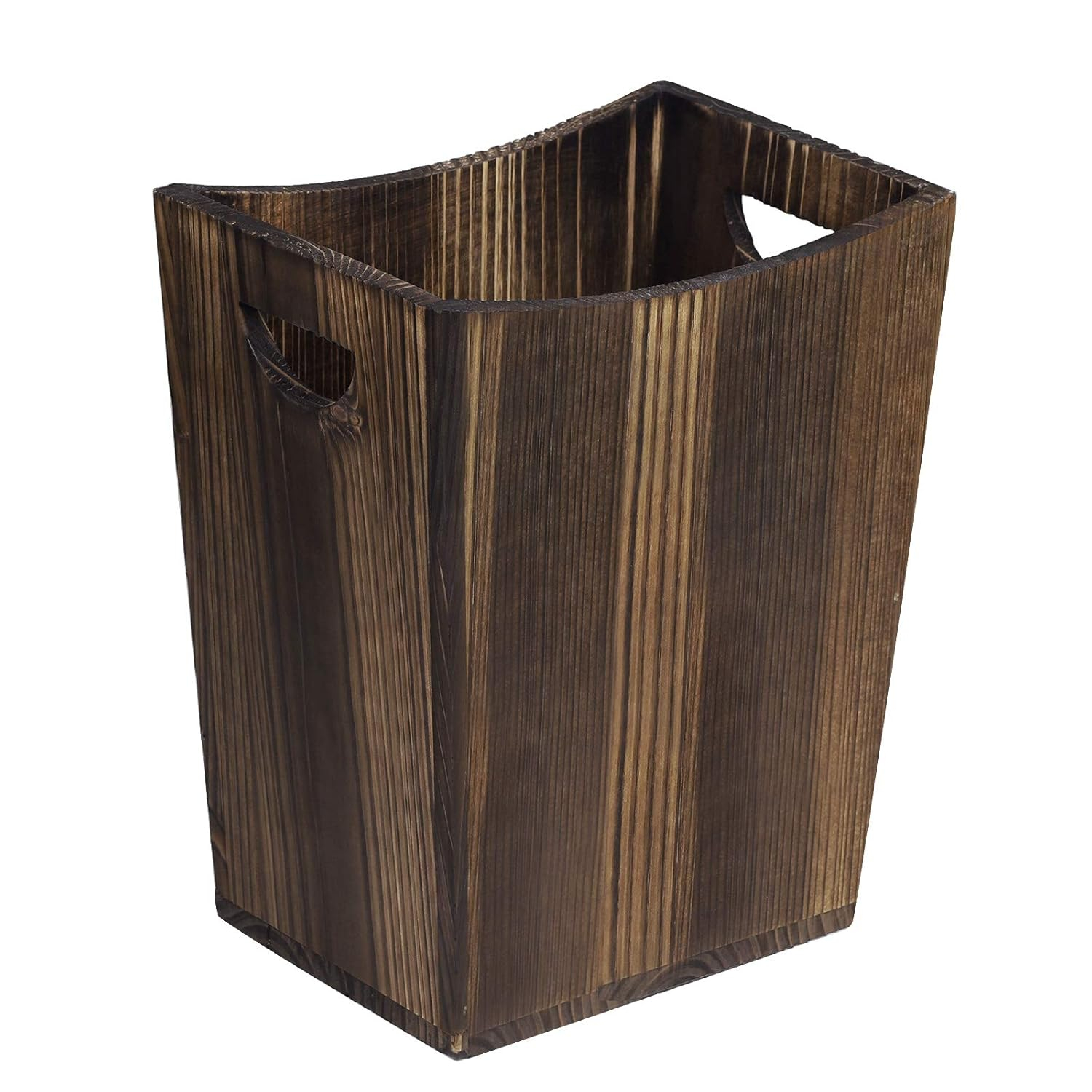 LIANTRAL Wood Trash Can, Waste Basket for Bathroom Office Trash Can Rustic Farmhouse Style Wastebasket Bin Small Wastebaskets for Bathroom, Office, Bedroom, Living Room, Brown