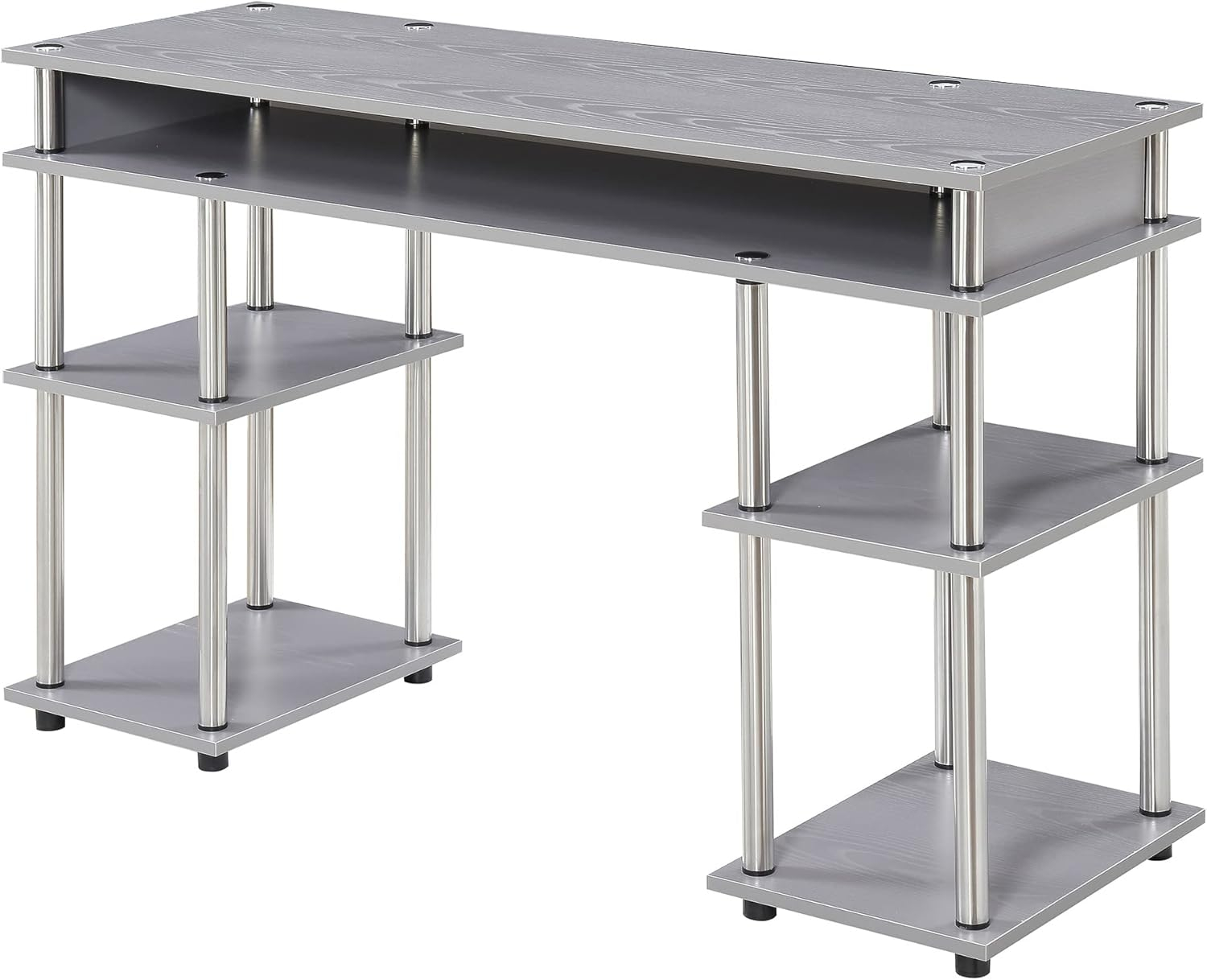 Convenience Concepts Designs2Go 30" Tall No Tools Student Desk with Shelves, Gray