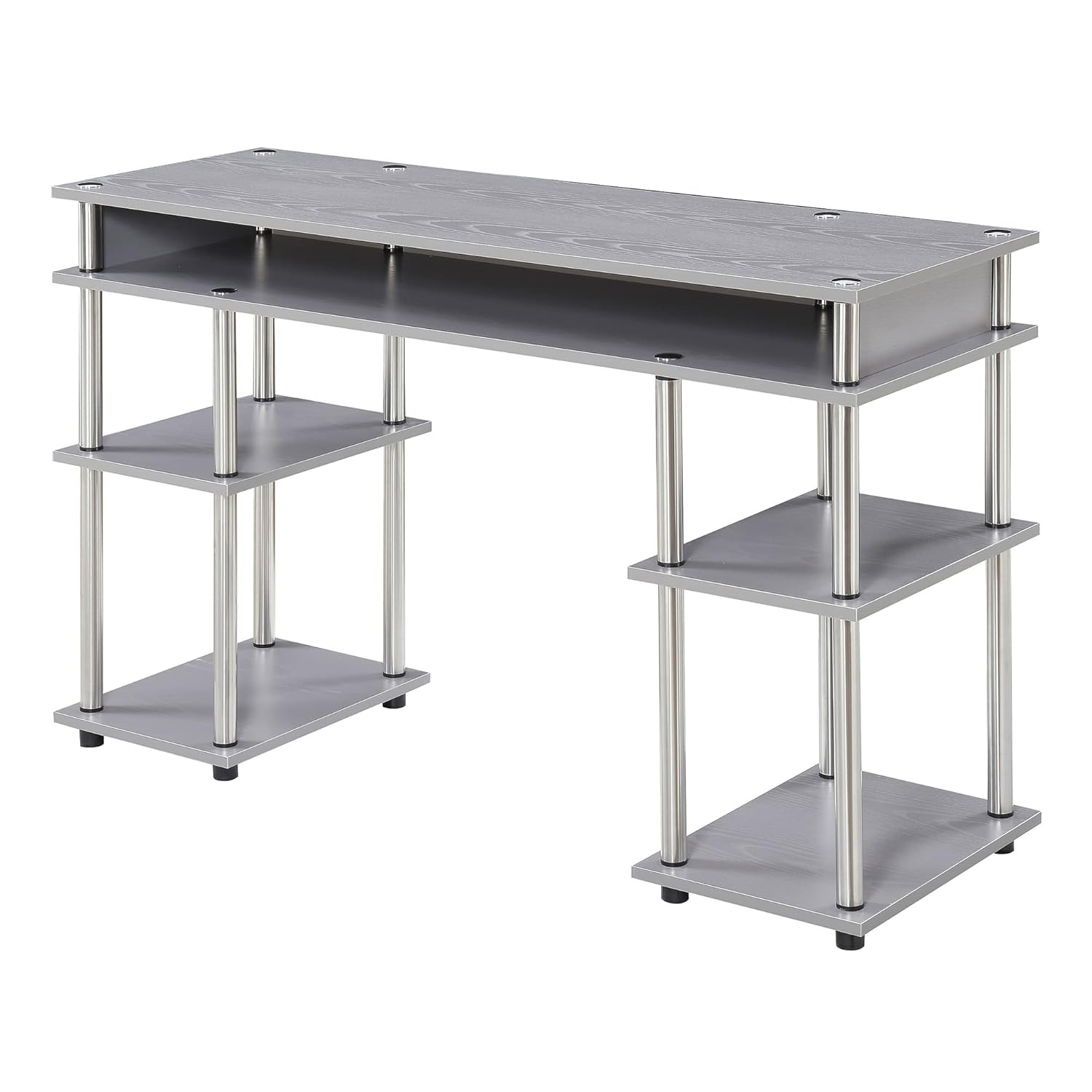 Convenience Concepts Designs2Go 30" Tall No Tools Student Desk with Shelves, Gray