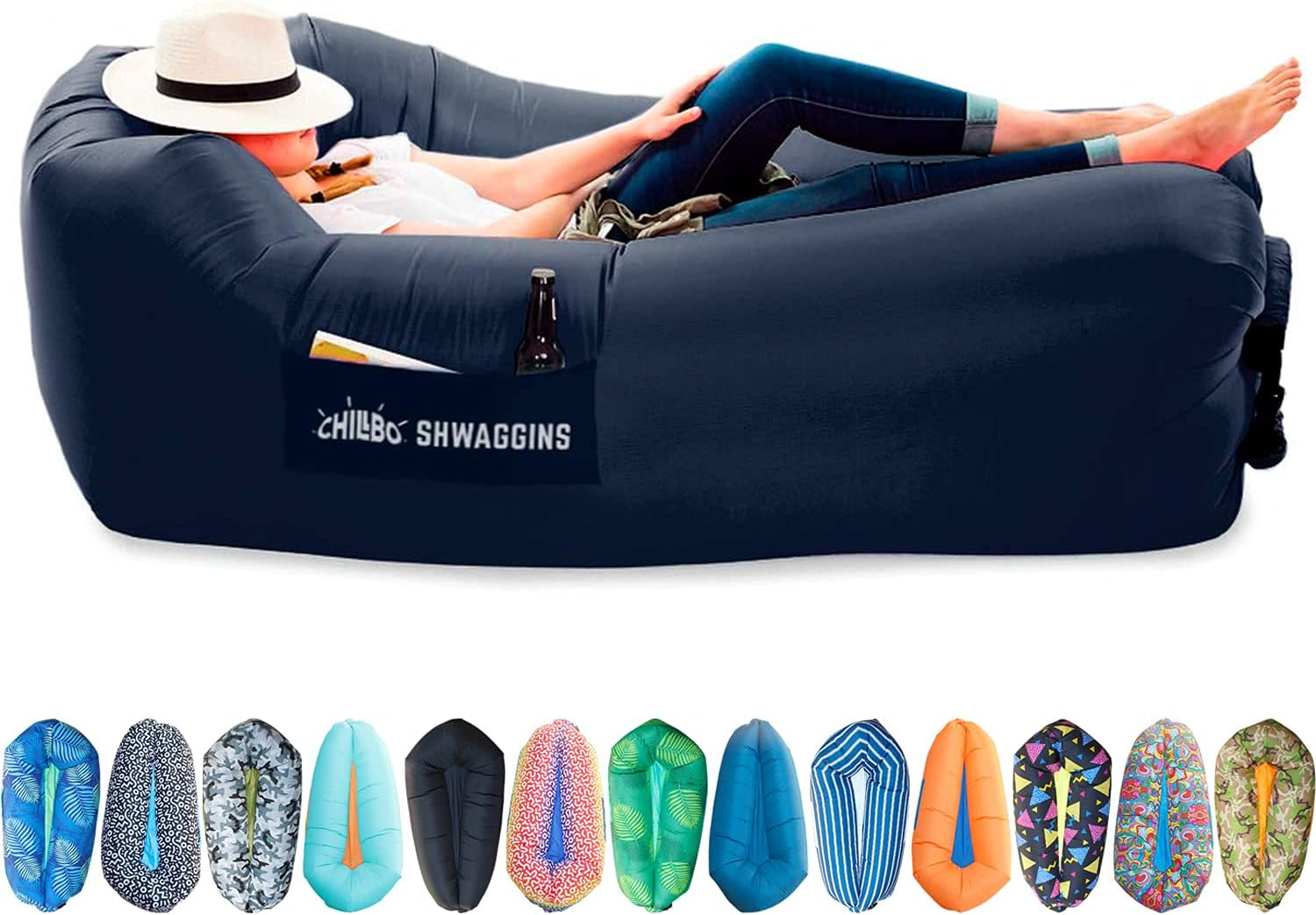 Chillbo Shwaggins Inflatable Couch – Cool Inflatable Chair Easy Setup is Perfect for Hiking Gear, Beach Chair and Music Festivals. (Royal Blue)