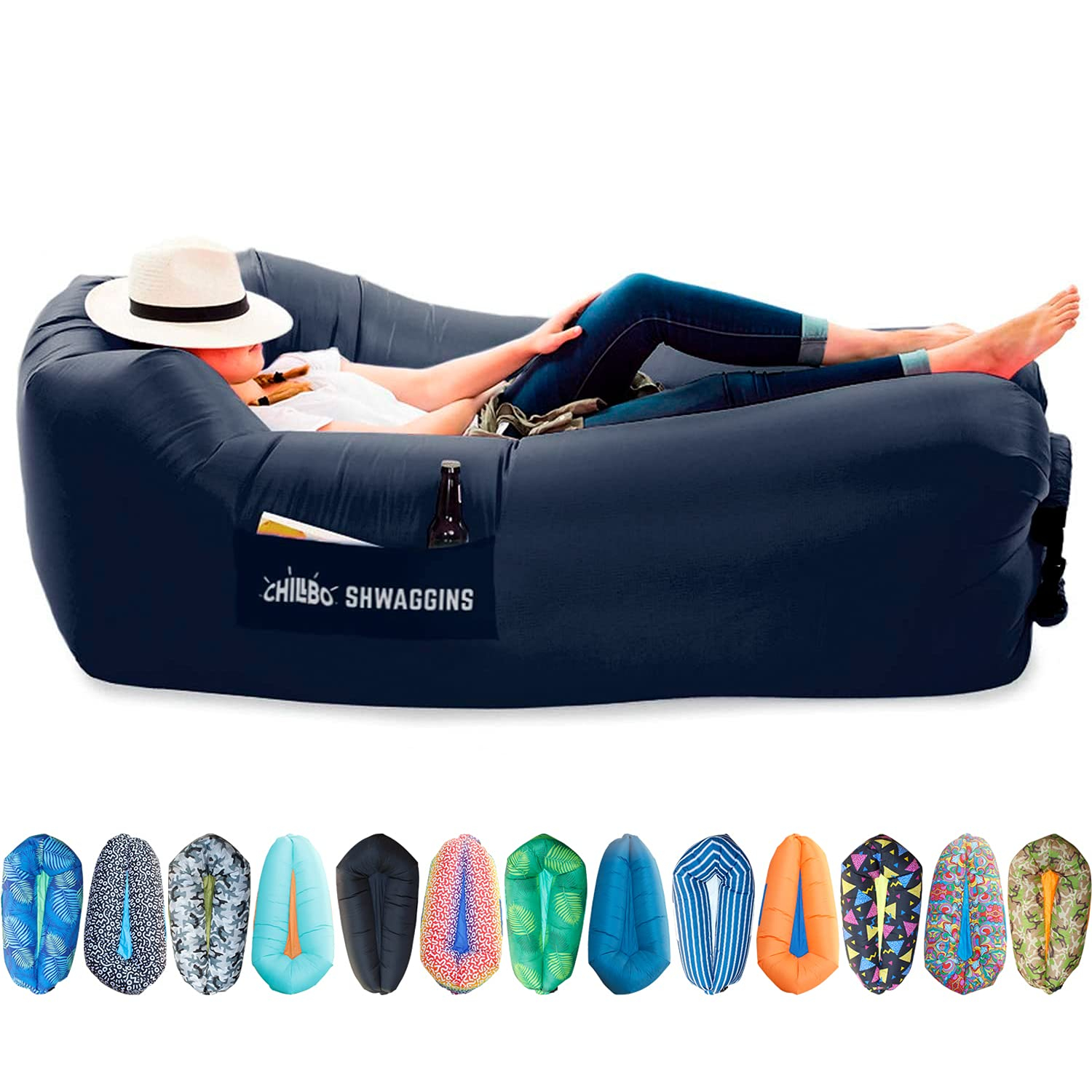 Chillbo Shwaggins Inflatable Couch – Cool Inflatable Chair Easy Setup is Perfect for Hiking Gear, Beach Chair and Music Festivals. (Royal Blue)