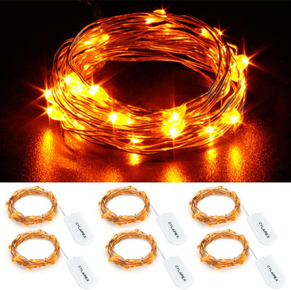 CYLAPEX 6 Pack Blue Fairy Lights Battery Operated Fairy String Lights Firefly Lights LED Starry String Lights 3.3ft 20 LEDs Silvery Copper Wire for Christmas DIY Decoration Costume Wedding Party