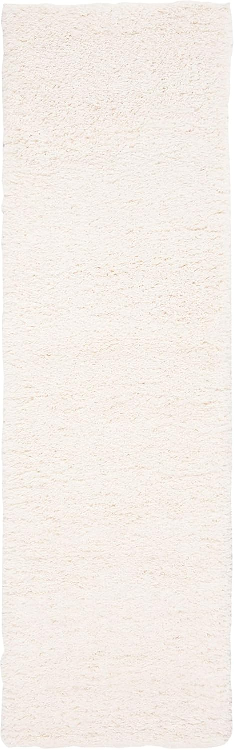 SAFAVIEH Fontana Jamie Solid Shag Runner Rug, Ivory, 2'3" x 8'