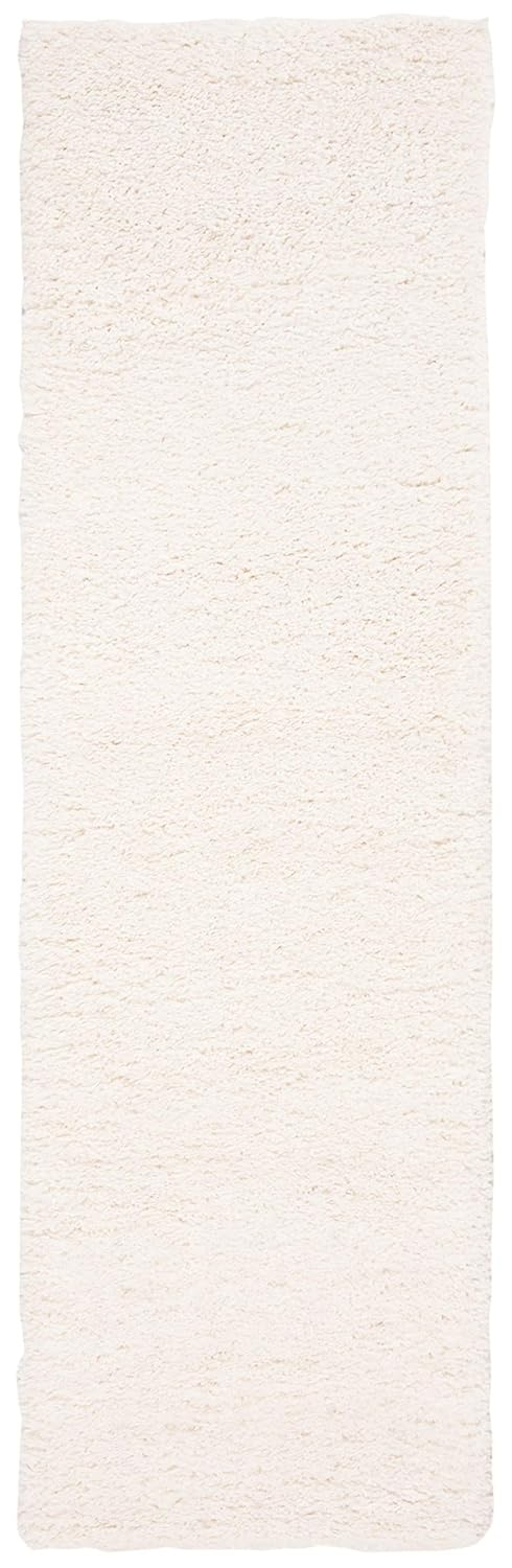 SAFAVIEH Fontana Jamie Solid Shag Runner Rug, Ivory, 2'3" x 8'