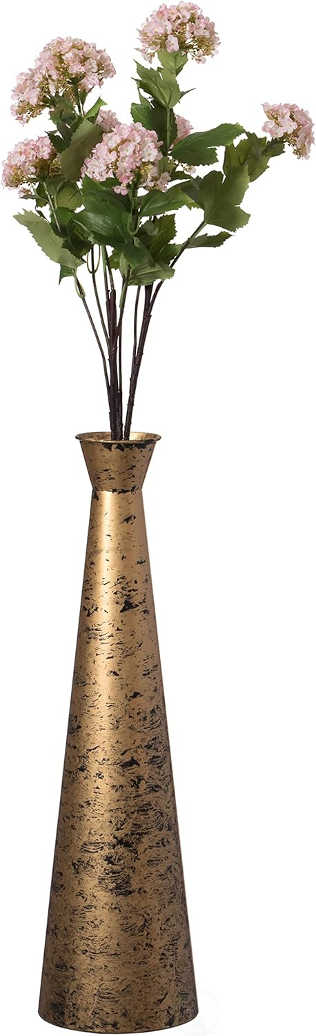 Medium Gold Brushed Metal Decorative Floor Vase