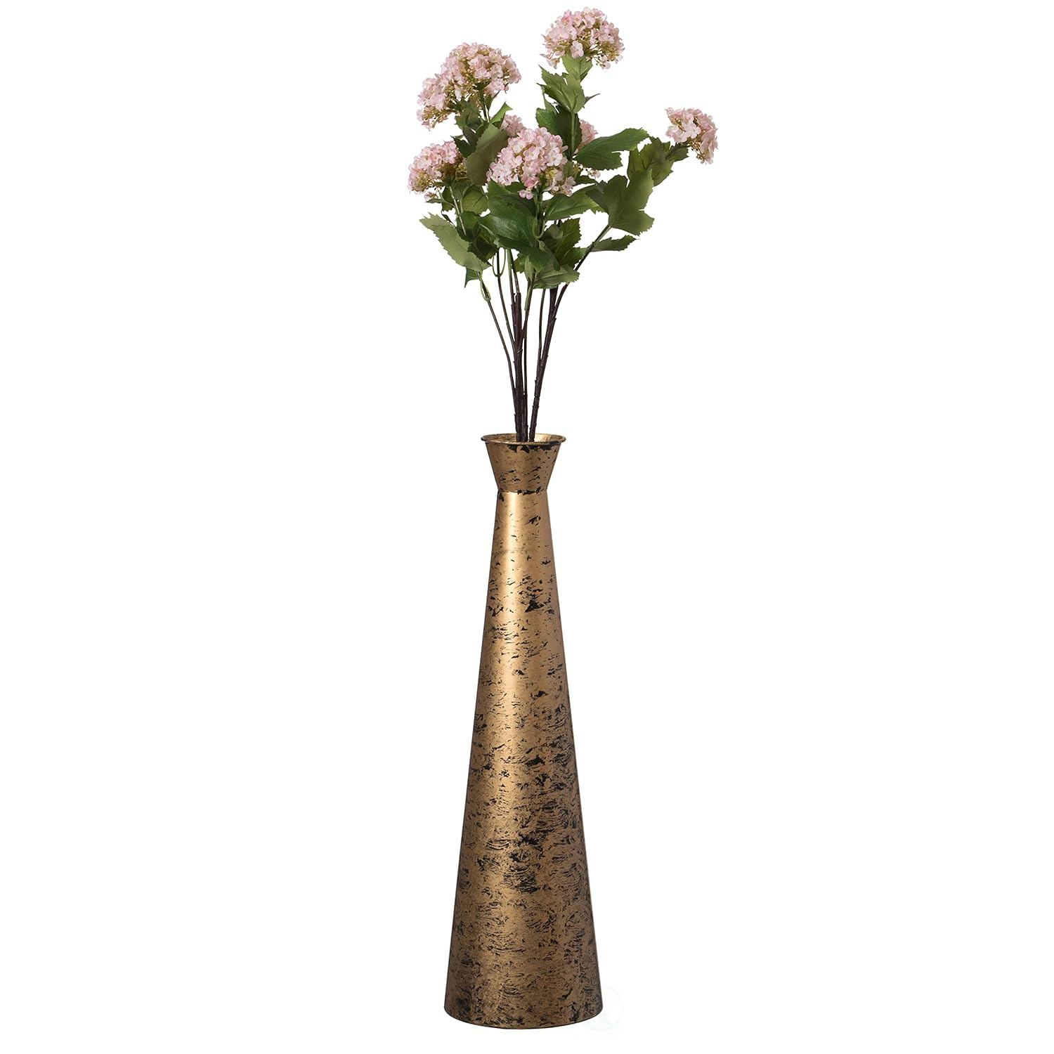 Medium Gold Brushed Metal Decorative Floor Vase