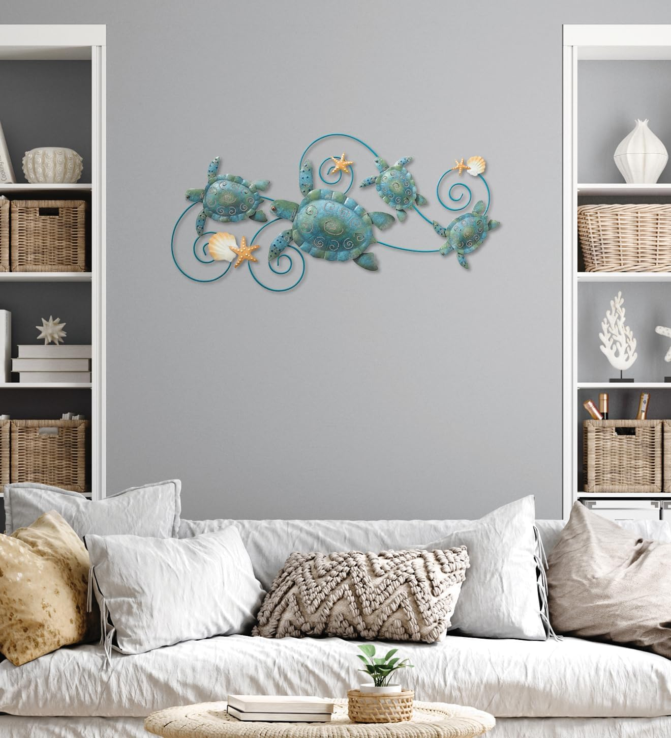 Regal Art & Gift Sea Turtle Wall Décor, Handcrafted Metal Ocean-Inspired Art, Weather-Resistant Coastal Decor for Indoor & Outdoor, Ideal for Living Room, Porch & Backyard, 31”L x 1.25”W x 14”H