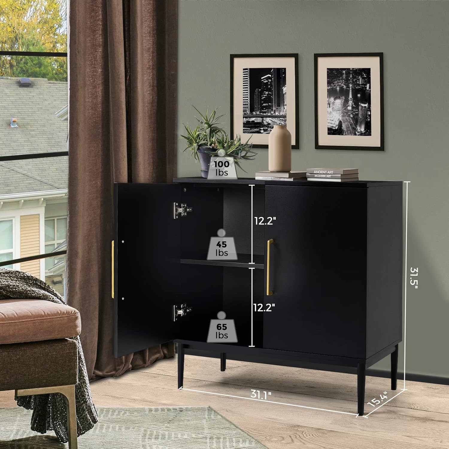 Rattan Cabinet Sideboard Buffet Cabinet, Accent Cabinet for Living Room, Hallway, Dining Room, Entryway