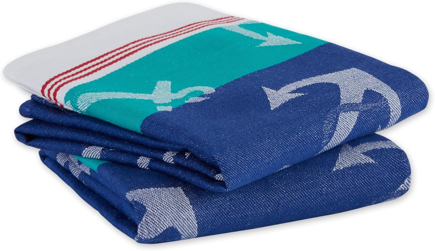 DII Anchor's Away Collection Kitchen, Dishtowel Set, 18x28, Jacquard, 2 Piece