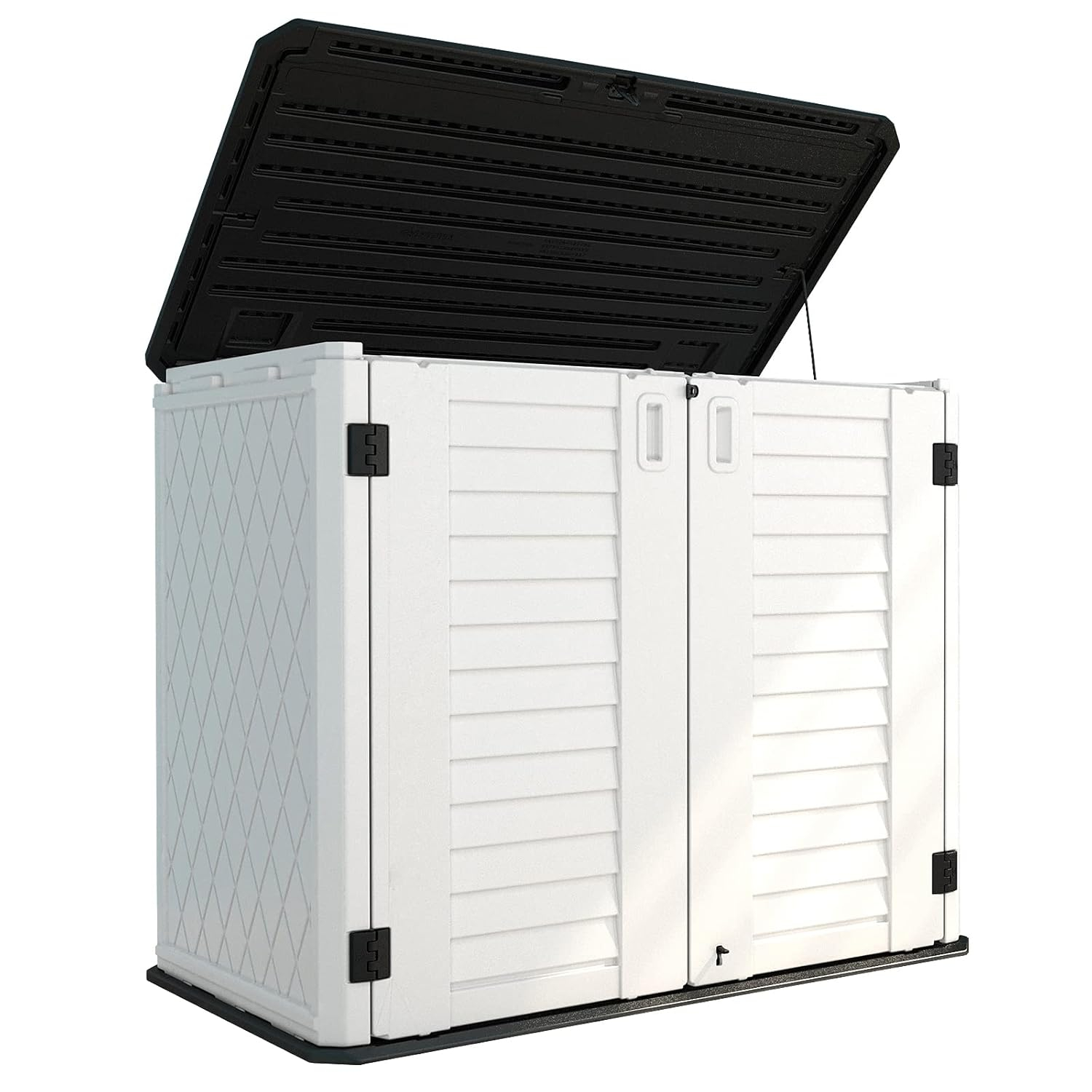 ADDOK 34 Cu.ft Outdoor Storage Shed, Horizontal Storage Unit Weather Resistance, Thick HDPE Resin Storage Cabinet for Backyards, Patio, Garden(White)