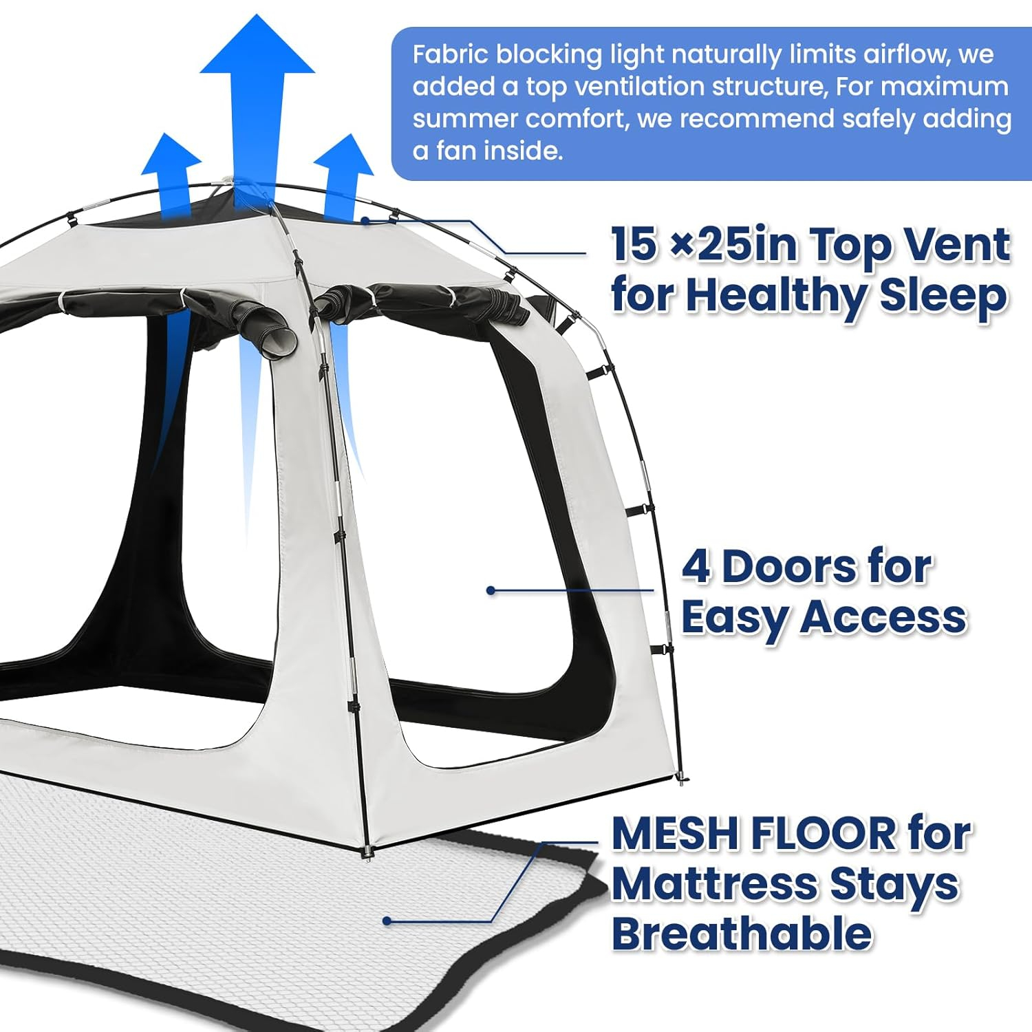 Blackout Twin Bed Tent with Aluminum Poles and Polyester Fabric