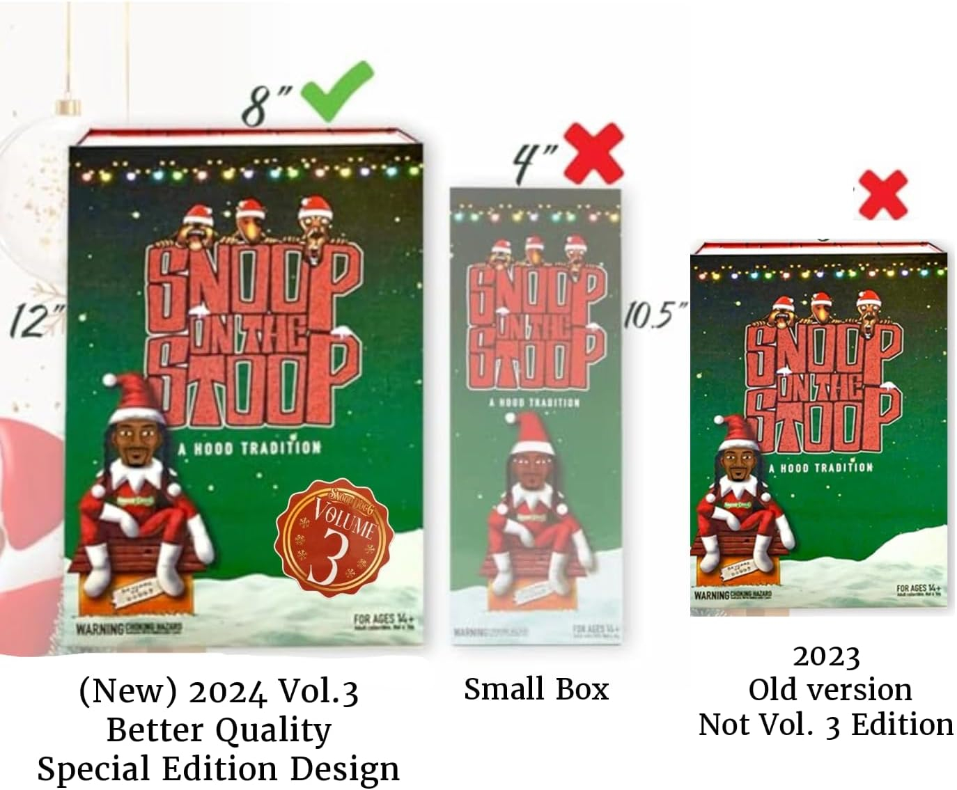 Snoop Elf on a Shelf, Elf Doll,2024 Christmas Gift Toy 12" Figurine Elf, Plush Toys,+Big Size Gift Box(Special2024Edition)