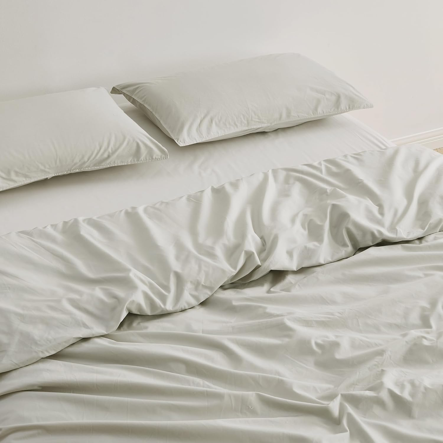 Great Bay Home Pima Cotton Percale Duvet Cover Set, Crisp & Cool, 2-Piece Set (Sand, Twin / Twin XL)