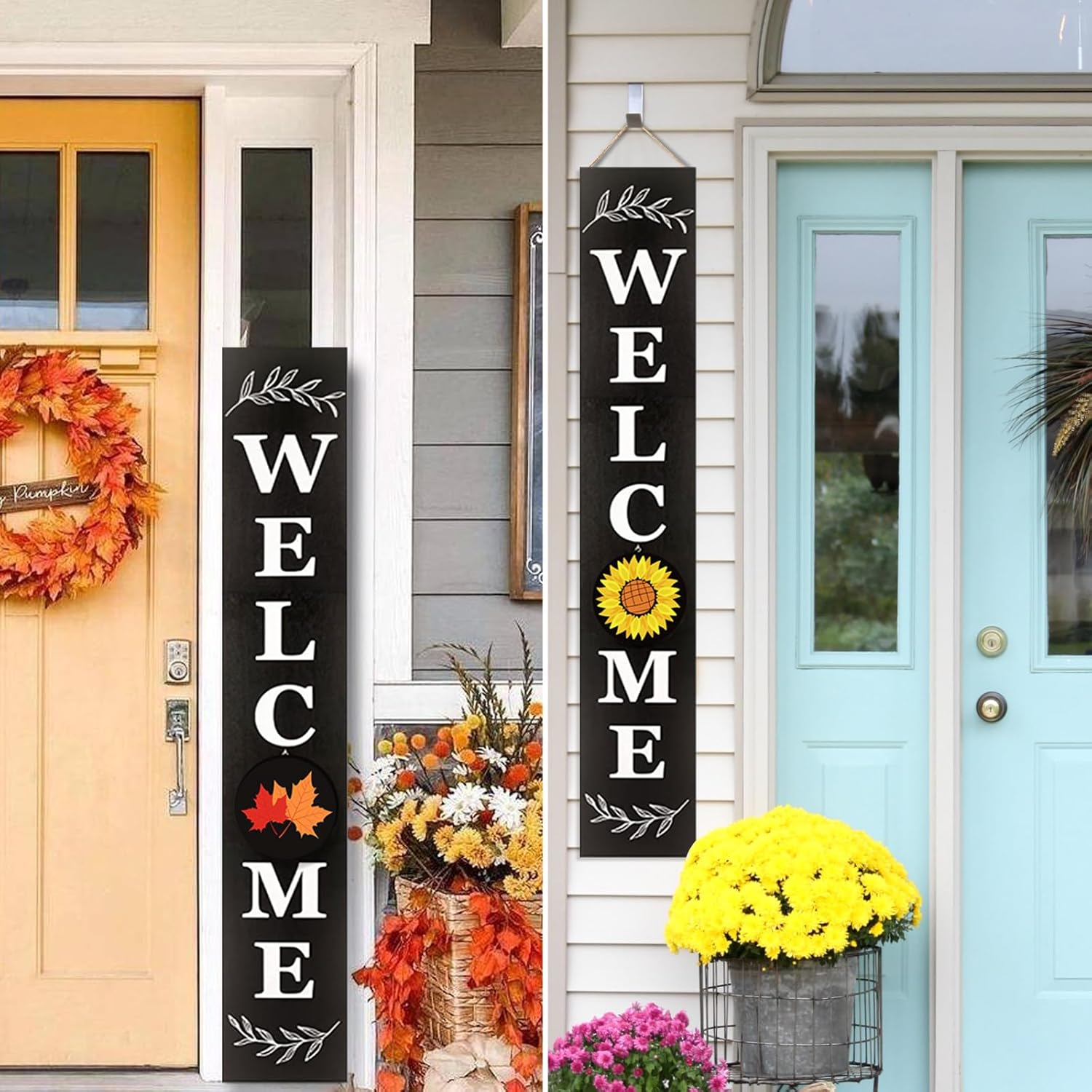 LOTKEY Interchangeable Welcome Sign for Front Porch Standing