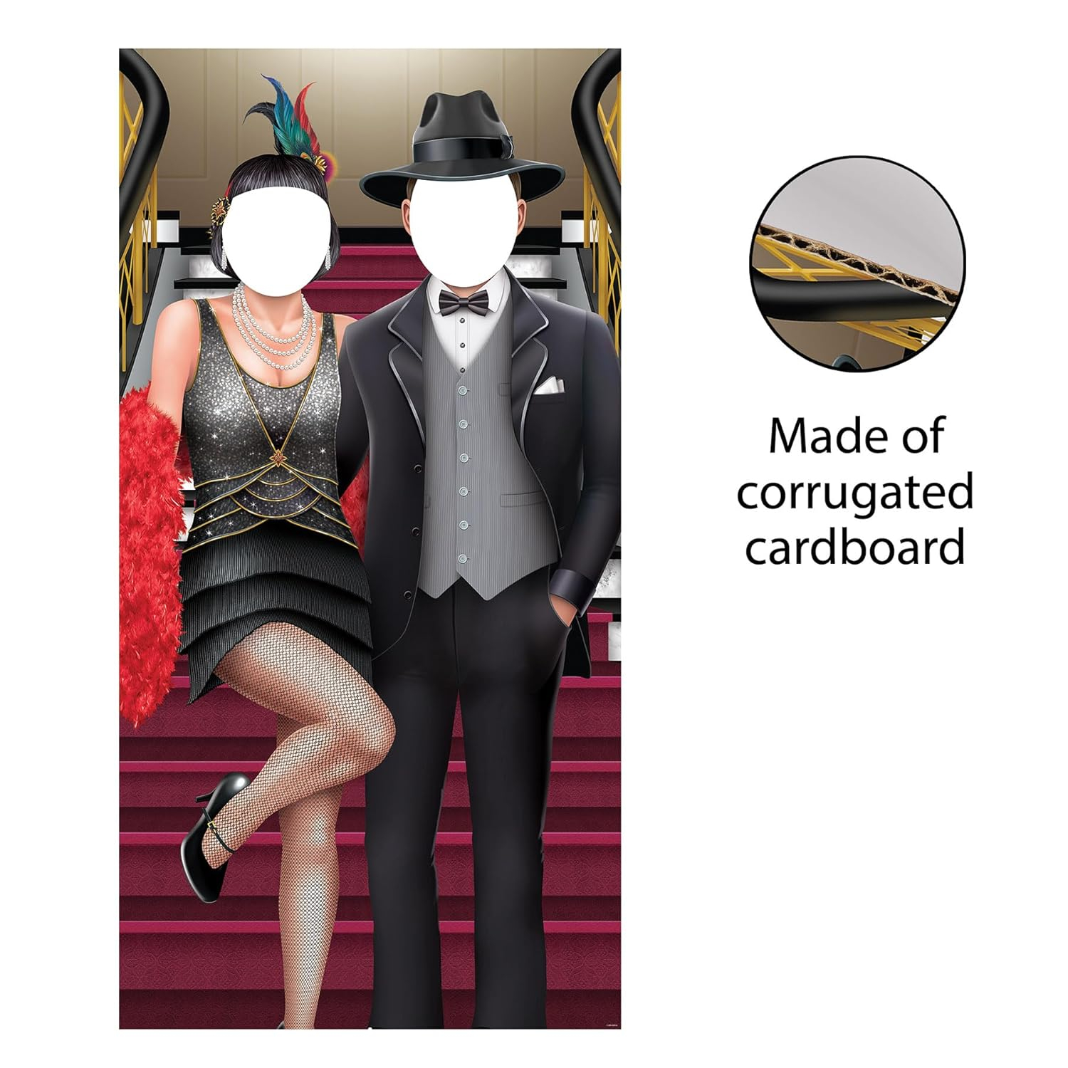 Roaring 20's Couple Photo Prop Stand-Up in Black and White