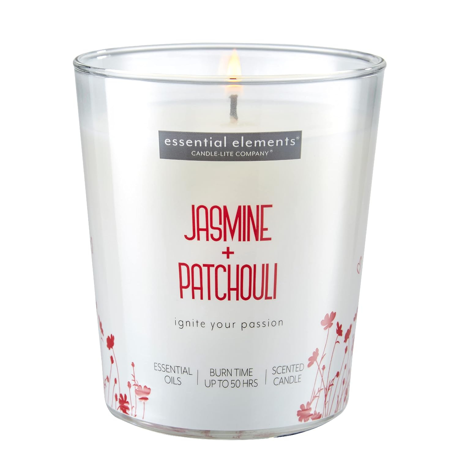 Candle Lite 251058 9 oz Jasmine & Patchouli Jar Candle with Gray Wood Lid