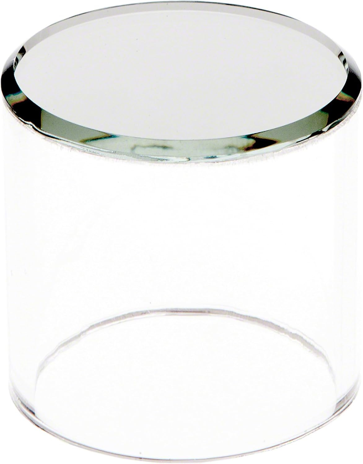 Plymor Clear Acrylic Cylinder Display Riser with Mirror Top, 2" H x 2" D