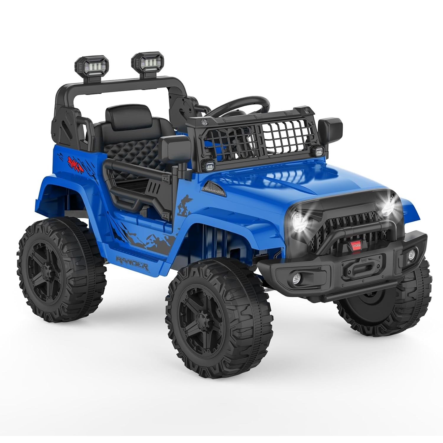 Shininglove Kids Ride on Truck, 12V Battery Powered Car with Parent Control, LED Lights, Safety Belt, MP3 Player, Purple