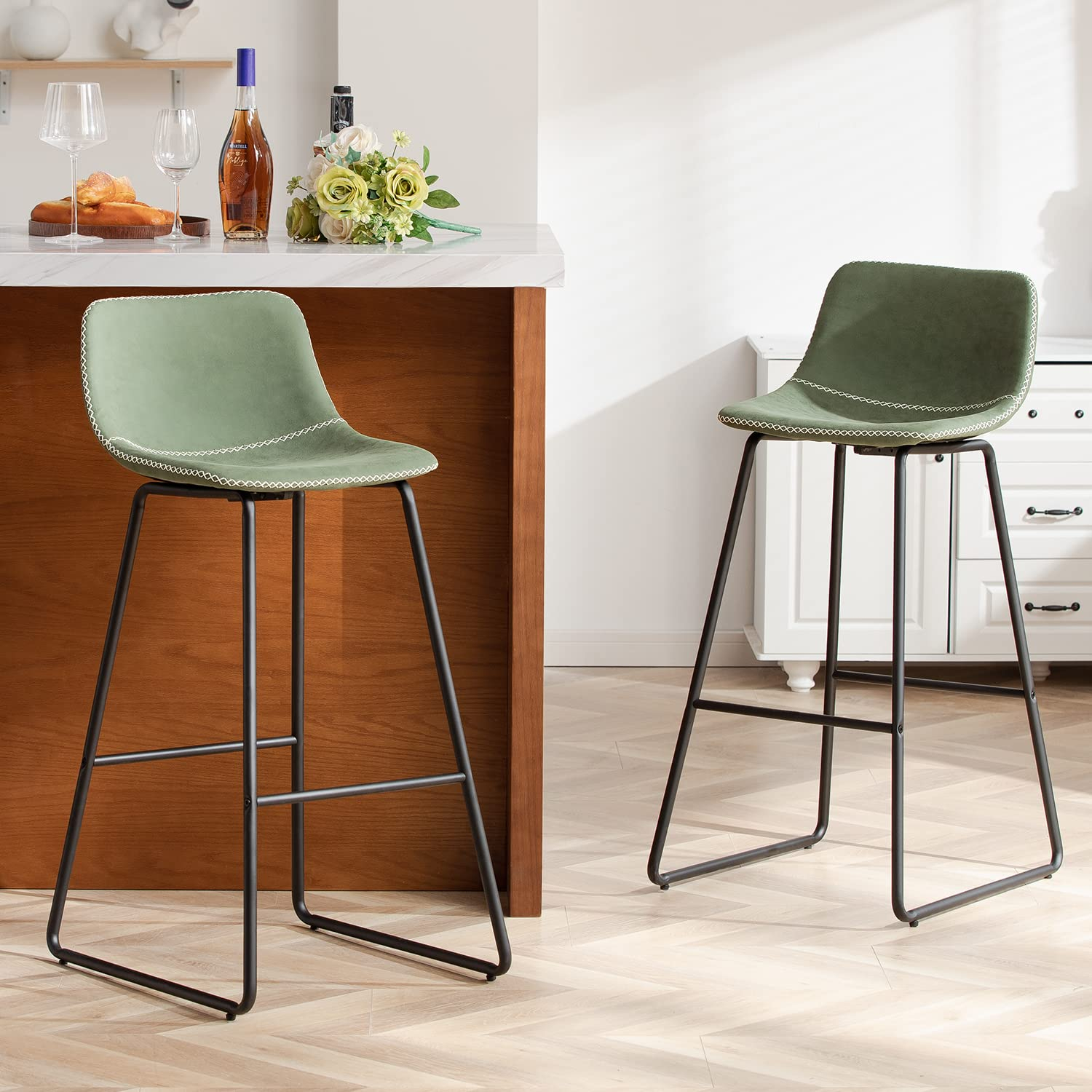 HeuGah Bar Height Bar Stools Set of 2, Barstools with Backs, Modern Bar Stools for Kitchen Island, Bar Stool 30 Inch Seat Height