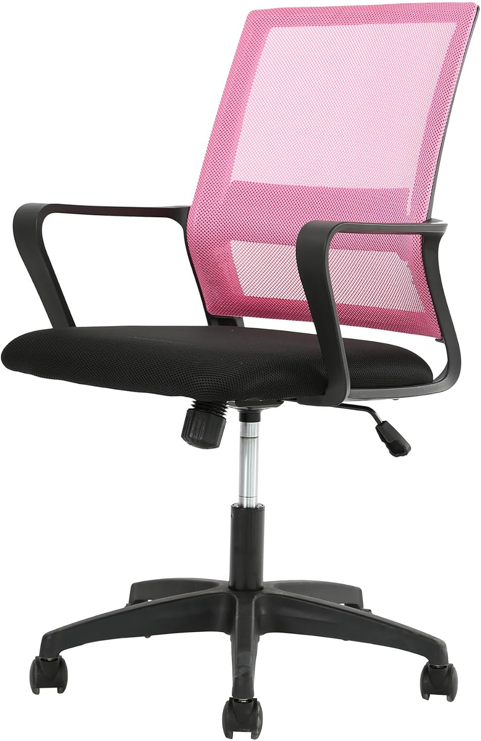 PayLessHere Gaming Chair Ergonomic Computer Chair Office Chair Video Game Chairs with Lumbar Support Desk Chair Armrest Mid Black Cushion Swivel Rolling Chair with Wheels for Home Office (Pink)