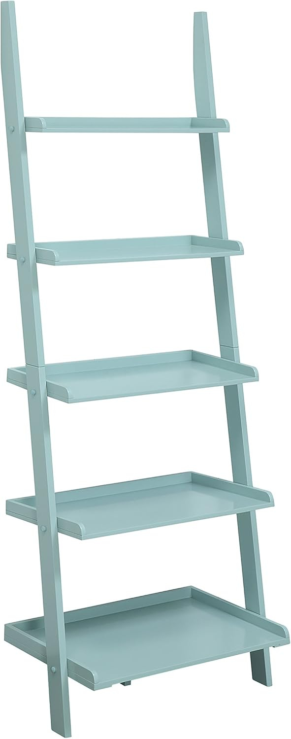 Convenience Concepts American Heritage 5-Shelf Ladder Bookcase, Sea Foam