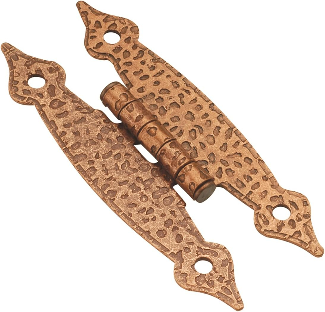 Hickory Hardware P106-AC Southwest Lodge Flush Mounted Hinge - Full Inset Face Frame with Soft Close - Free Swinging Cabinet Hinge - Easy Installation - Antique Copper Finish - 1 Set of Pair