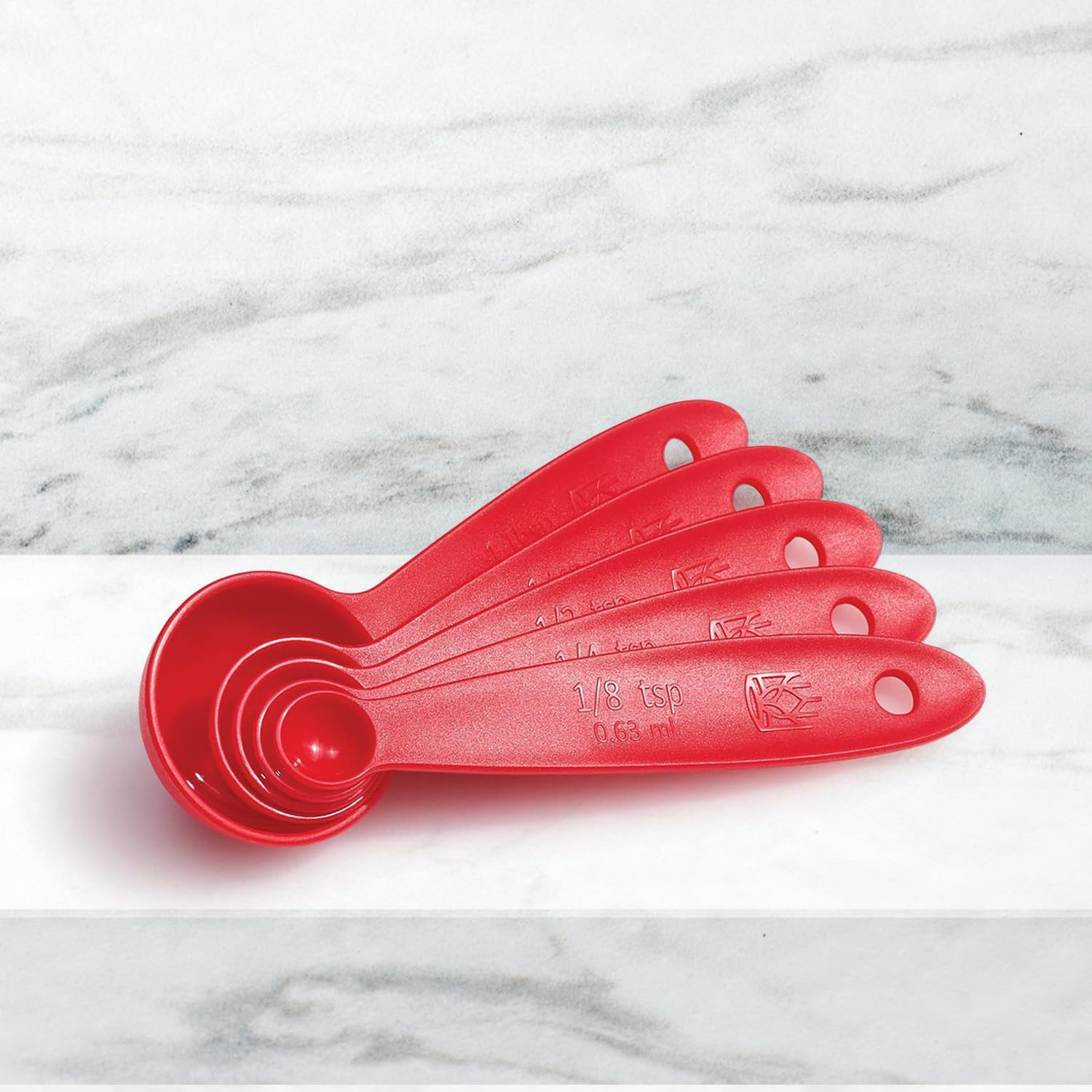 Red BPA-Free Plastic 5-Piece Measuring Spoon Set