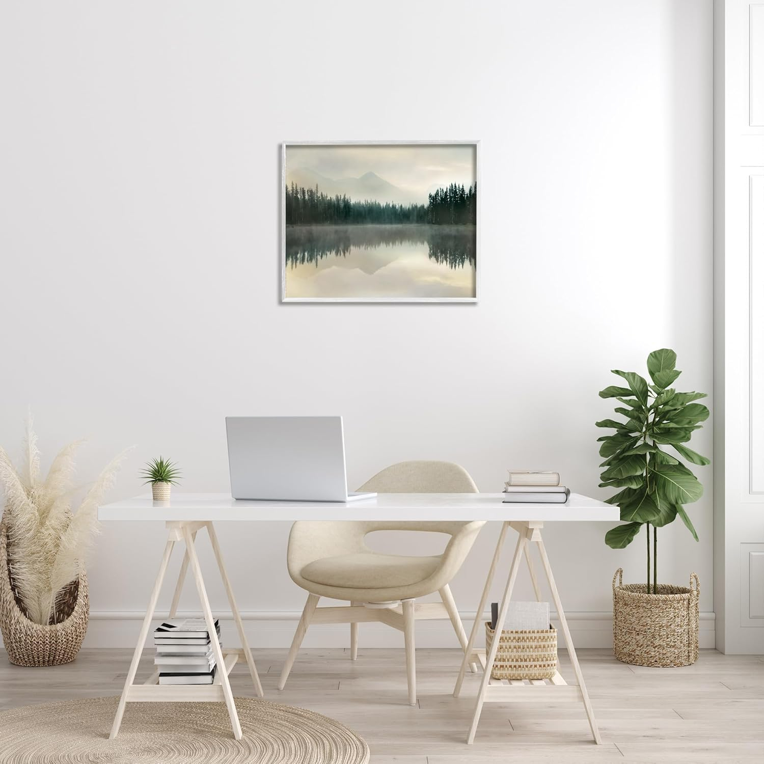 Stupell Indtries Foggy Lake Forest Landscape Soft Nature Water Reflection,30 x 24,Design by Danita Delimont