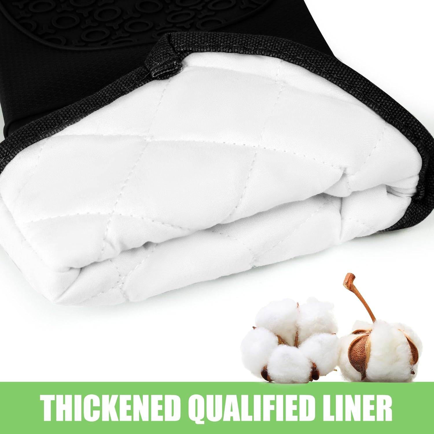 Extra Long Black Silicone Oven Mitts and Pot Holders Set