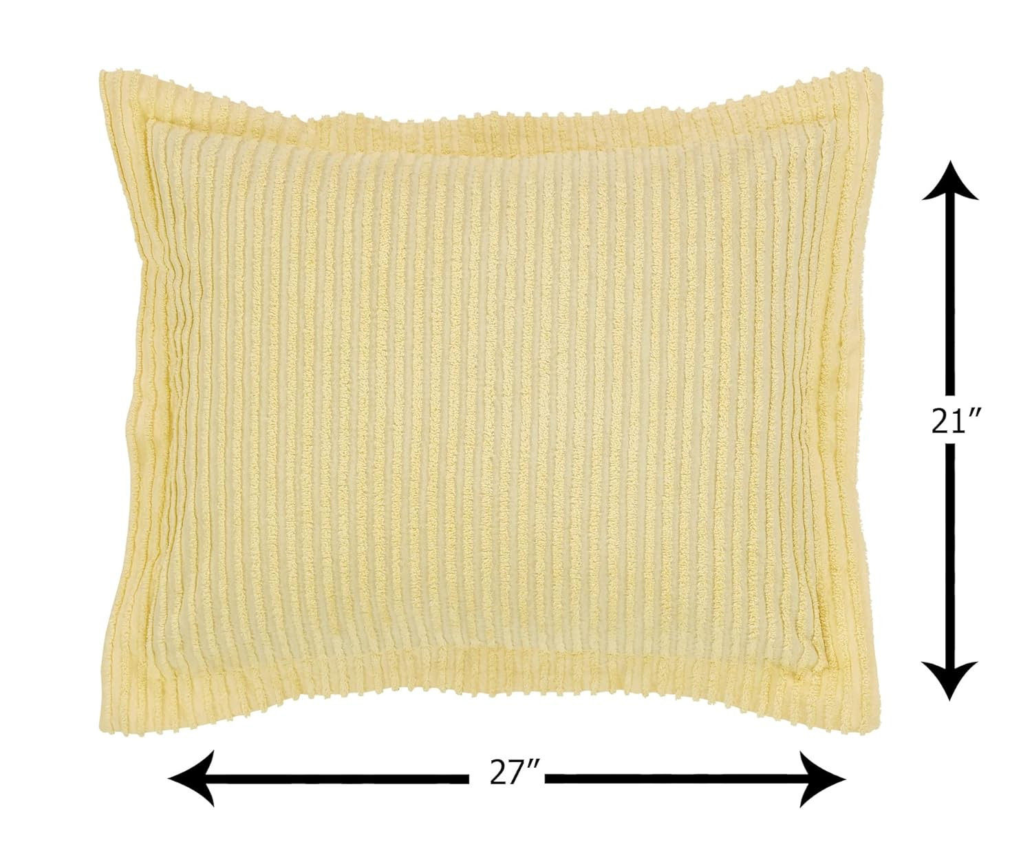 Better Trends Chenille Bedspreads Full/Double Size, Yellow 100% Cotton Chenille Stripe Design Tufted Bedding Coverlet Soft Lightweight, 96"x110" with 2 Sham, 3 Pieces Set Jullian Collection