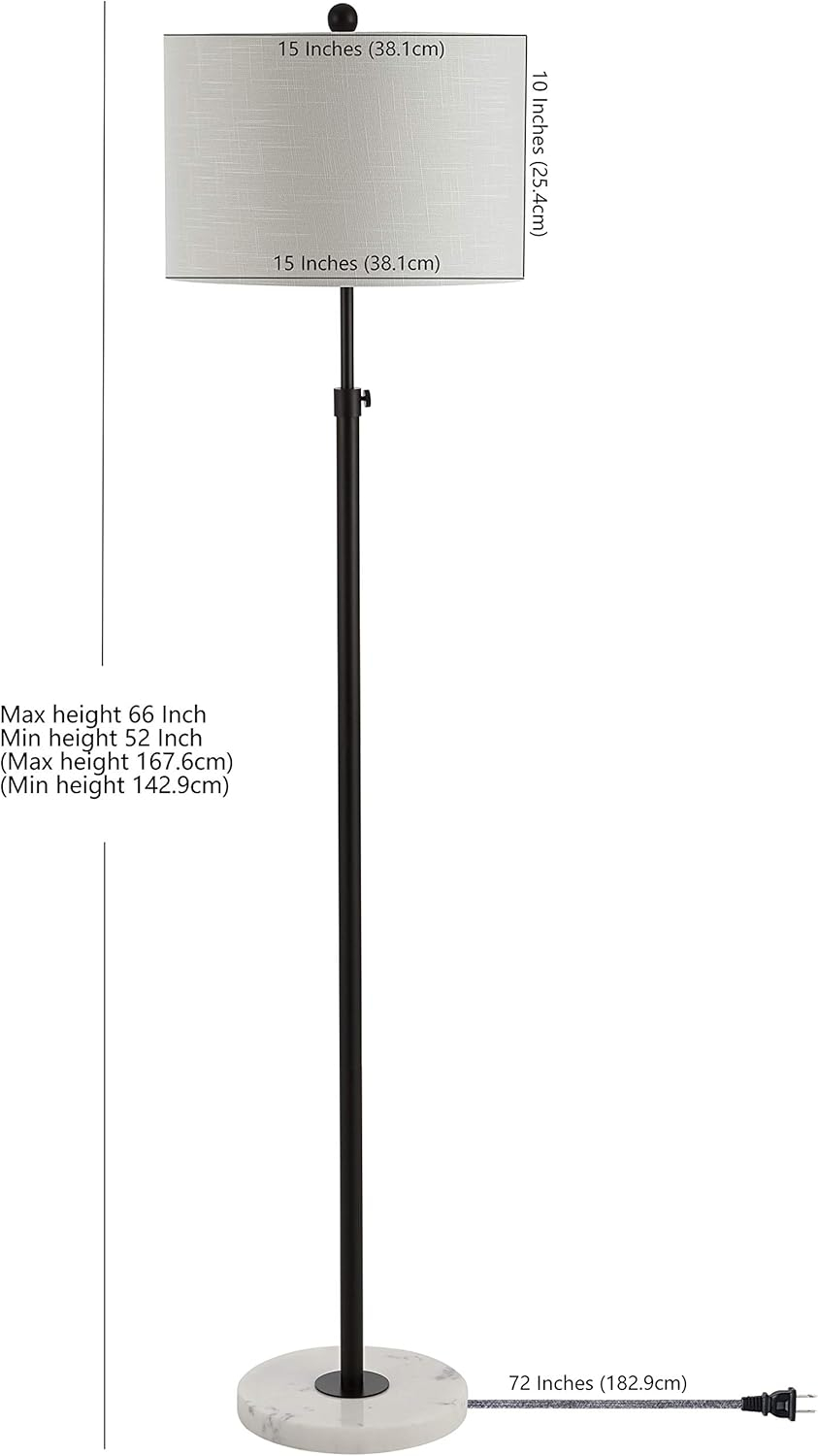 JONATHAN  Y June Metal/Marble Adjustable Modern Glam 66-in Oil Rubbed Bronze Shaded Floor Lamp